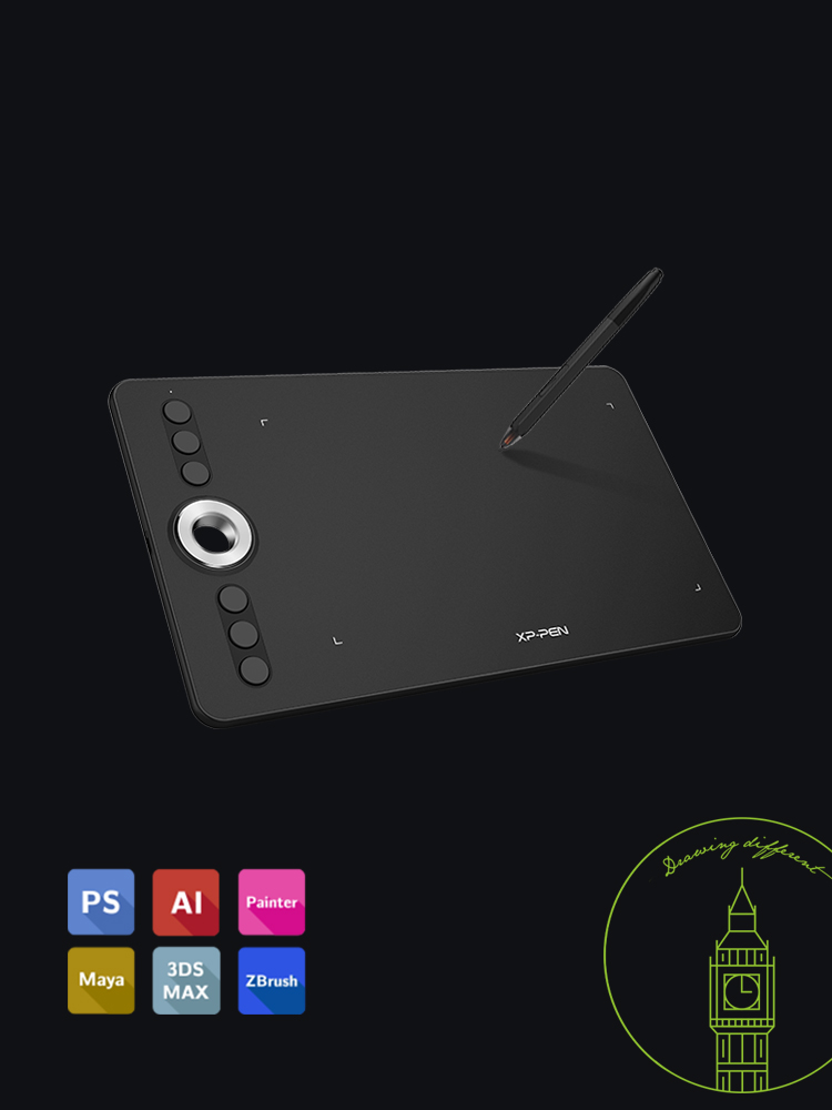 XP-Pen Deco 02 Tableta Compatible Windows y Mac OS y programas de dibujo photoshop y illustrator